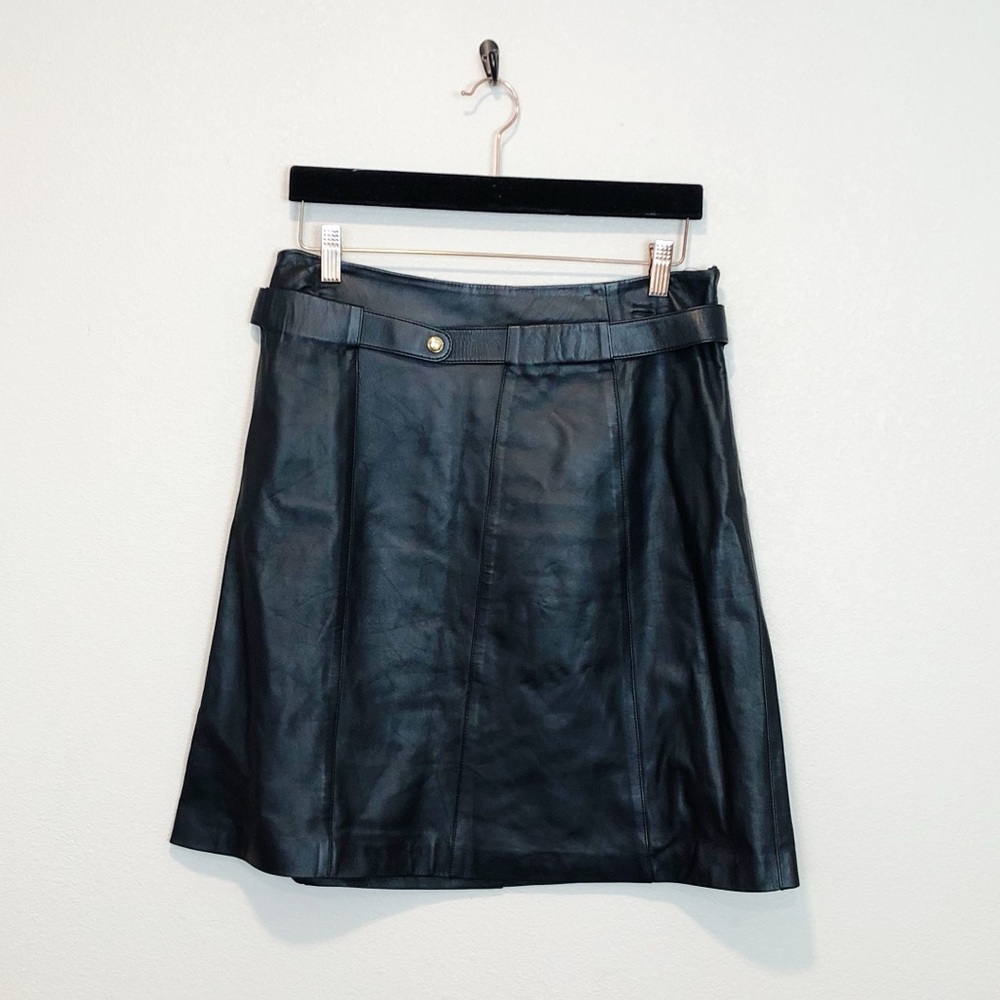 Cesare Fabbri Leather A Line Mini Skirt Made in Italy Size 4